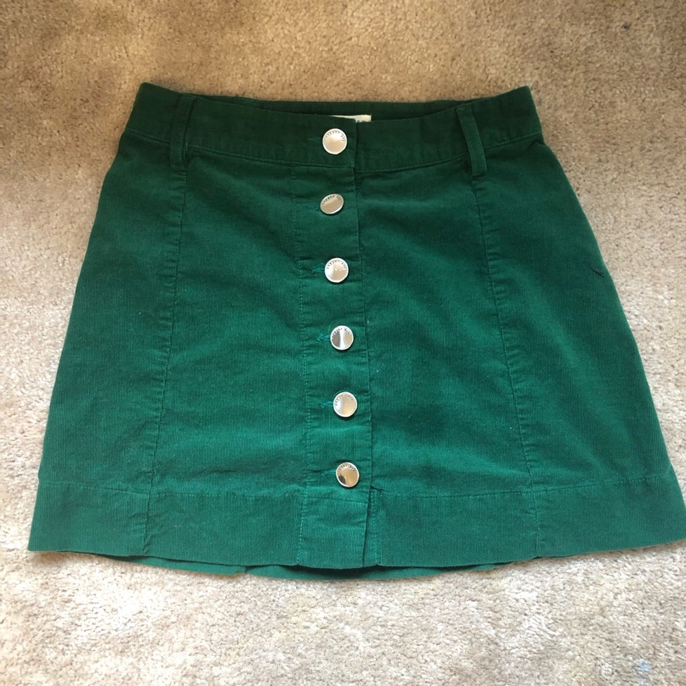 Green Corduroy Mini Skirt